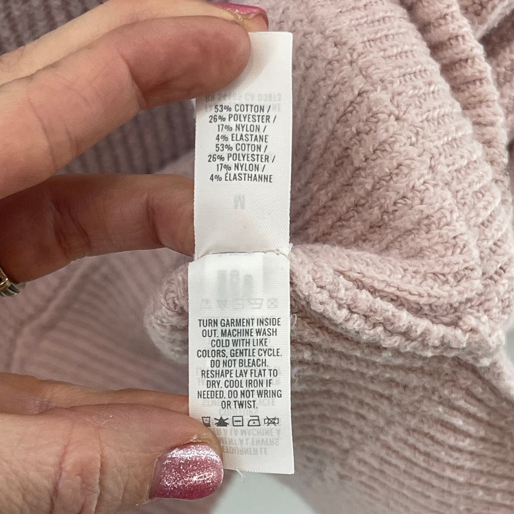 Aerie Oversized Ribbed Sweater Women M Pink Cozy Slouchy Side Slit Soft - Picture 6 of 10